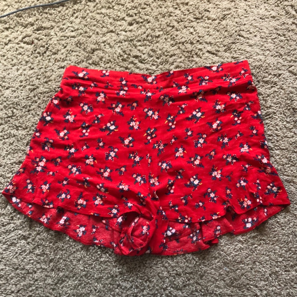Red Floral Shorts